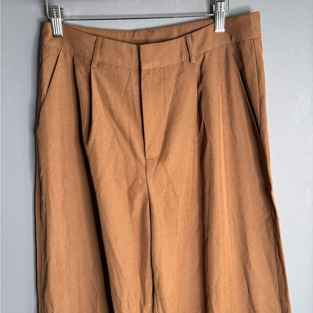 Cider Brown Wide Leg High Rise Pants Pockets Small - Picture 2 of 5